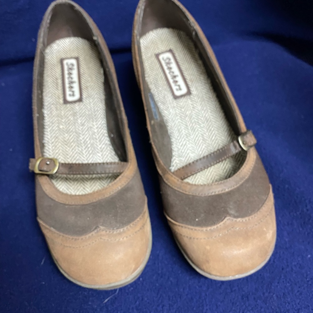 Skechers Tan and Brown Mary Jane Shoes